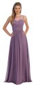 Mesh Neck Ruched Bust Long formal Bridesmaid Dress in Dusty Lilac